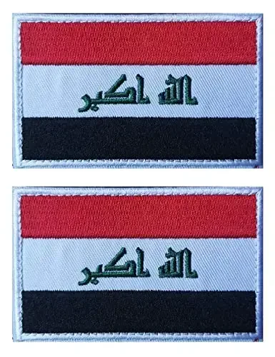 2 PCS AliPlus IRQ Flag Patches Kashtado'z qilingan taktik harbiy axloqiy yamoq Applique mahkamlagich ilgak va halqa 