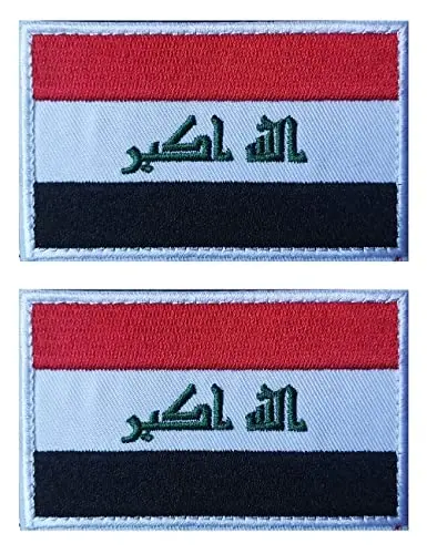 2 PCS AliPlus IRQ Flag Patches Kashtado'z qilingan taktik harbiy axloqiy yamoq Applique mahkamlagich ilgak va halqa 
