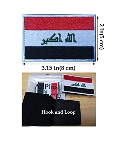 2 PCS AliPlus IRQ Flag Patches Kashtado'z qilingan taktik harbiy axloqiy yamoq Applique mahkamlagich ilgak va halqa - 3