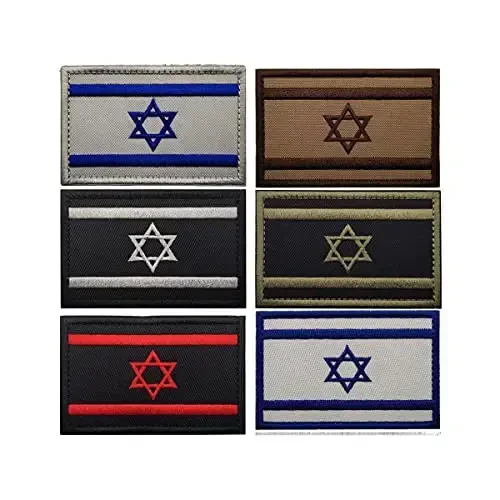 2 PCS AliPlus Israel Flag Patches Embroidered Tactical Military Morale Patch Applique Fastener Hook and Loop(ArmyGreen) - 4