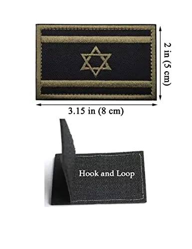2 PCS AliPlus Israel Flag Patches Embroidered Tactical Military Morale Patch Applique Fastener Hook and Loop(ArmyGreen) - 2