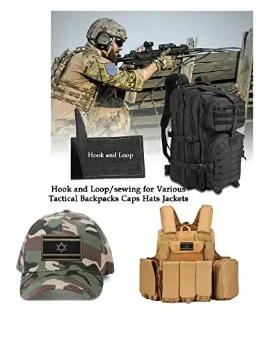 2 PCS AliPlus Isroil bayrog'i yamalari Kashtado'zlik taktik harbiy axloq yamog'i Applique mahkamlagich ilgak va halqa (ArmyGreen) - 3