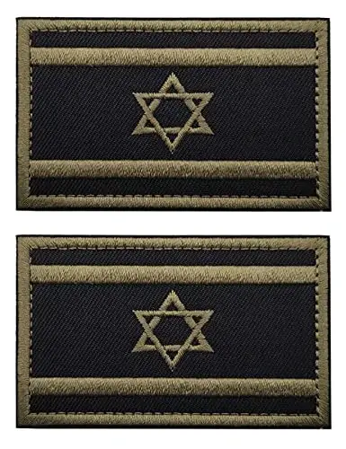 2 PCS AliPlus Isroil bayrog'i yamalari Kashtado'zlik taktik harbiy axloq yamog'i Applique mahkamlagich ilgak va halqa (ArmyGreen) 