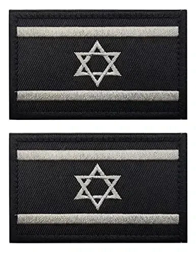 2 PCS AliPlus Isroil Bayrog'i Yamalari Kashtado'zlik Taktik Harbiy Ruhiy Yamalar Applique Fastener Hook and Loop(Qora Oq) - 1