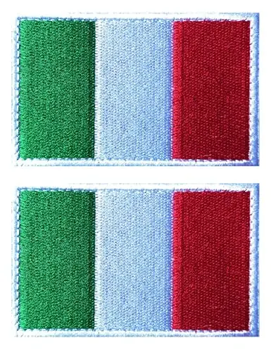 2 PCS AliPlus Italy Flag Patches Embroidered Tactical Military Morale Patch Applique Fastener Hook and Loop 