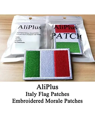 2 PCS AliPlus Italy Flag Patches Embroidered Tactical Military Morale Patch Applique Fastener Hook and Loop - ALIPLUS (1)