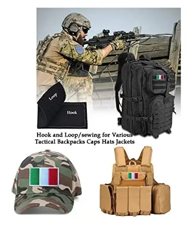 2 PCS AliPlus Italy Flag Patches Embroidered Tactical Military Morale Patch Applique Fastener Hook and Loop - 4