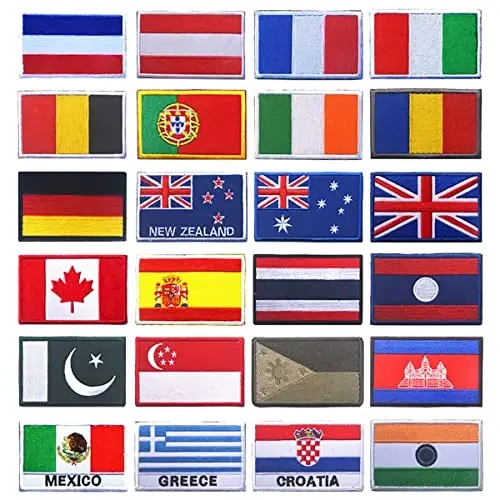 2 PCS AliPlus Italy Flag Patches Embroidered Tactical Military Morale Patch Applique Fastener Hook and Loop(Black Border) - 5