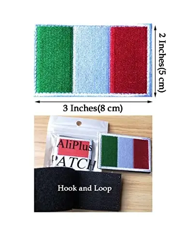 2 PCS AliPlus Italy Flag Patches Kashtado'z qilingan taktik harbiy axloqiy yamoq Applique mahkamlagich ilgak va halqa - 3