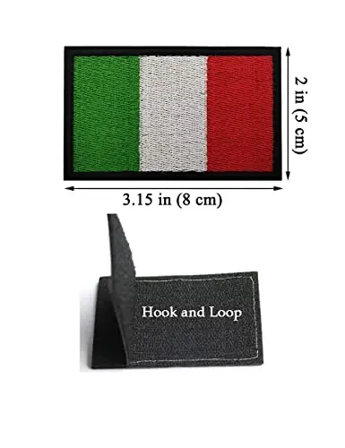 2 PCS AliPlus Italy Flag Patches Kashtado'z qilingan taktik harbiy axloqiy yamoq Applique mahkamlagich ilgak va halqa (qora chegara) - 2