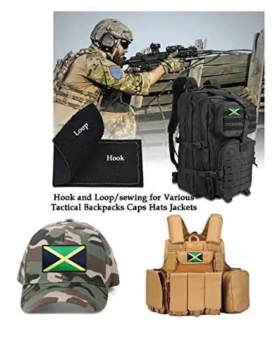 2 PCS AliPlus Jamaica Flag Patches Embroidered Tactical Military Morale Patch Applique Fastener Hook and Loop - 4