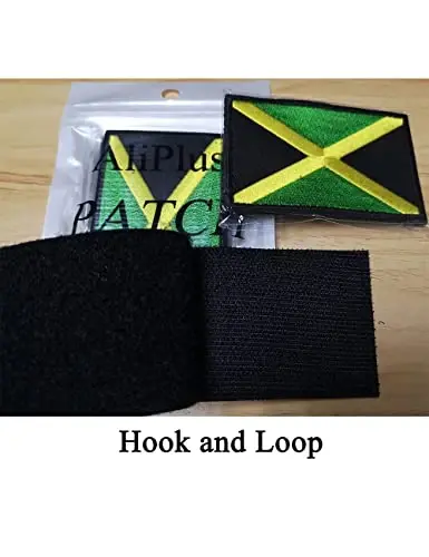 2 PCS AliPlus Jamaica Flag Patches Embroidered Tactical Military Morale Patch Applique Fastener Hook and Loop - 5