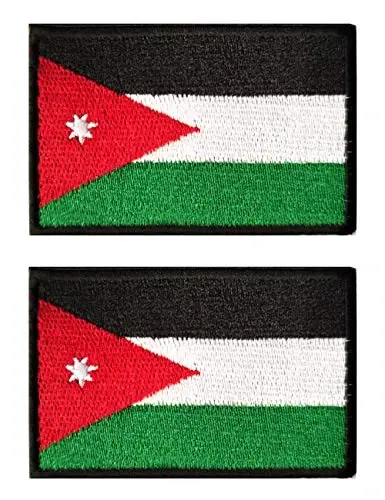 2 PCS AliPlus Jordan Flag Patches Embroidered Tactical Military Morale Patch Applique Fastener Hook and Loop - 1