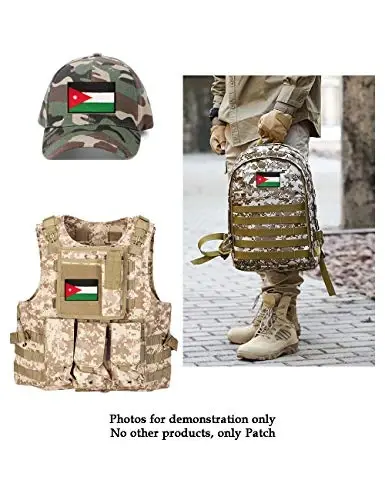 2 PCS AliPlus Jordan Flag Patches Embroidered Tactical Military Morale Patch Applique Fastener Hook and Loop - 4
