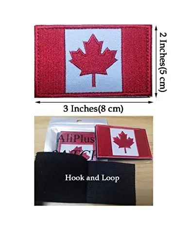 2 PCS AliPlus Kanada Bayrog'i Kashtasi Taktik Harbiy Ruhiy Yamoq Applique Fastener Hook va Loop - 3