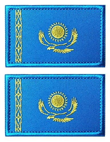 2 PCS AliPlus Kazakhstan Flag Patches Embroidered Tactical Military Morale Patch Applique Fastener Hook and Loop - 5