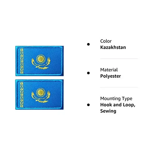 2 PCS AliPlus Kazakhstan Flag Patches Embroidered Tactical Military Morale Patch Applique Fastener Hook and Loop - 9