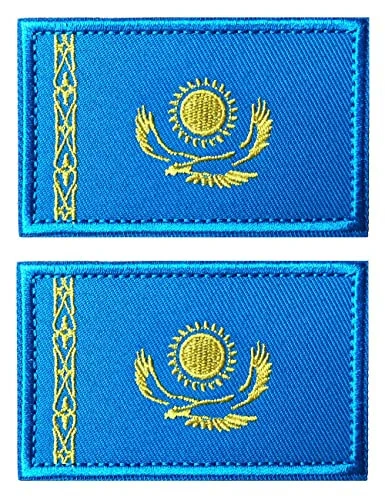 2 PCS AliPlus Kazakhstan Flag Patches Embroidered Tactical Military Morale Patch Applique Fastener Hook and Loop - AliPlus