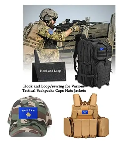 2 PCS AliPlus Kosovo Flag Patches Kashtado'z qilingan taktik harbiy axloq yamog'i Applique mahkamlagich ilgak va halqa - 4