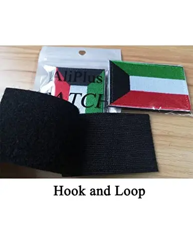 2 PCS AliPlus Kuwait Flag Patches kashtado'z qilingan taktik harbiy axloqiy yamoq aplikatsiya mahkamlagich ilgak va halqa - 5
