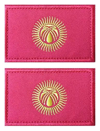 2 PCS AliPlus Kyrgyz Flag Patches Embroidered Tactical Military Morale Patch Applique Fastener Hook and Loop - 1