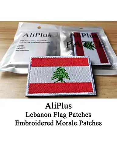 2 PCS AliPlus Lebanon Flag Patch Embroidery Tactical Military Patch Hook and Loop for Backpacks Caps Hats Jackets - 2