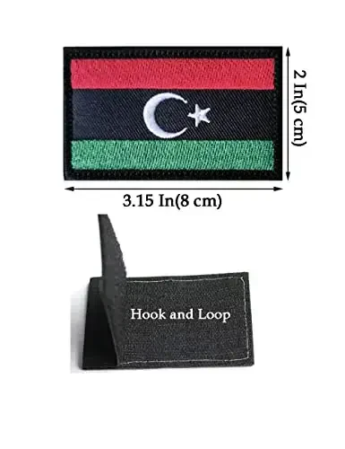2 PCS AliPlus Libya Flag Patches Embroidered Tactical Military Morale Patch Applique Fastener Hook and Loop - 3