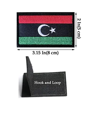 2 PCS AliPlus Libya Flag Patches Embroidered Tactical Military Morale Patch Applique Fastener Hook and Loop - 3