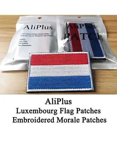 2 PCS AliPlus Luxembourg Flag Patches Embroidered Tactical Military Patch Morale Patch Applique Fastener Hook and Loop - ALIPLUS (1)
