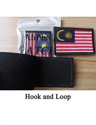 2 PCS AliPlus Malaysia Flag Patches Embroidered Tactical Military Morale Patch Applique Fastener Hook and Loop - 5