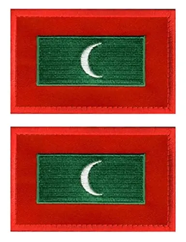 2 PCS AliPlus Maldives Flag Patches Kashtado'z qilingan taktik harbiy axloqiy yamoq Applique Fastener Hook and Loop - 1