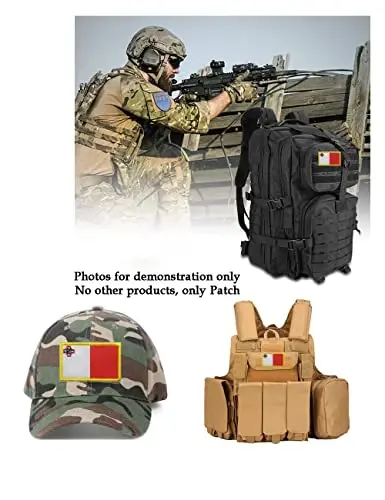 2 PCS AliPlus Malta Flag Patches Embroidered Tactical Military Patch Morale Patch Applique Fastener Hook and Loop - 3