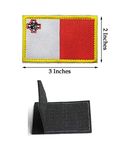 2 PCS AliPlus Malta Flag Patches Embroidered Tactical Military Patch Morale Patch Applique Fastener Hook and Loop - 2