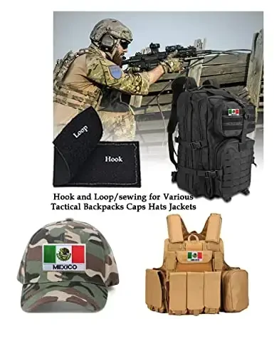 2 PCS AliPlus Mexican Flag Patch Embroidered Tactical Military Morale Patch Applique Fastener Hook and Loop(02) - 4