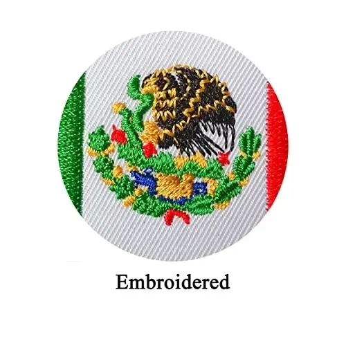 2 PCS AliPlus Mexican Flag Patch Embroidered Tactical Military Morale Patch Applique Fastener Hook and Loop(02) - 6
