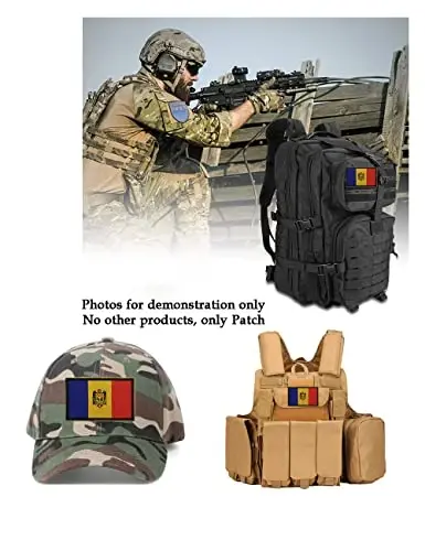 2 PCS AliPlus Moldova Flag Patches Embroidered Tactical Military Morale Patch Applique Fastener Hook and Loop - 3