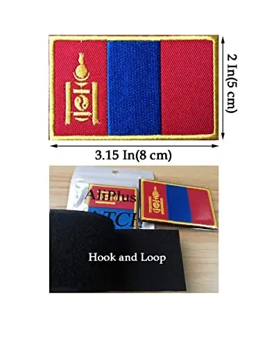 2 PCS AliPlus Mongolia Flag Patches Embroidered Tactical Military Morale Patch Applique Fastener Hook and Loop - 3
