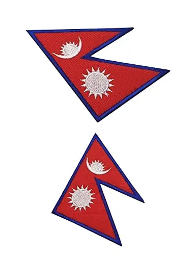 2 PCS AliPlus Nepal Flag Patches Embroidered Tactical Military Morale Patch Applique Fastener Hook and Loop - 4
