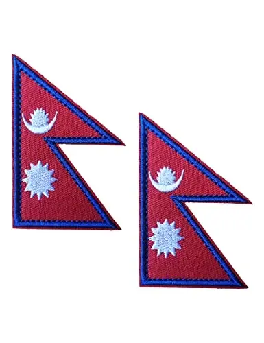2 PCS AliPlus Nepal Flag Patches Embroidered Tactical Military Morale Patch Applique Fastener Hook and Loop 
