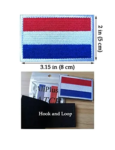 2 PCS AliPlus Netherlands Flag Patches Embroidered Tactical Military Morale Patch Applique Fastener Hook and Loop - 3