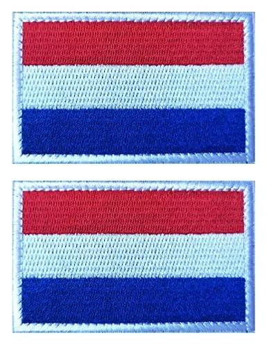 2 PCS AliPlus Netherlands Flag Patches Embroidered Tactical Military Morale Patch Applique Fastener Hook and Loop 