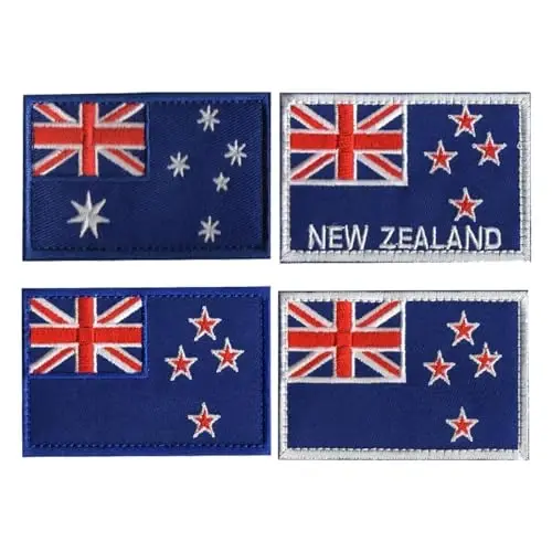 2 PCS AliPlus New Zealand Flag Patches Embroidered Tactical Military Morale Patch Applique Fastener Hook and Loop(White Border) - 5