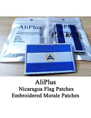 2 PCS AliPlus Nicaragua Flag Patches Embroidered Tactical Military Morale Patch Applique Fastener Hook and Loop - ALIPLUS (1)