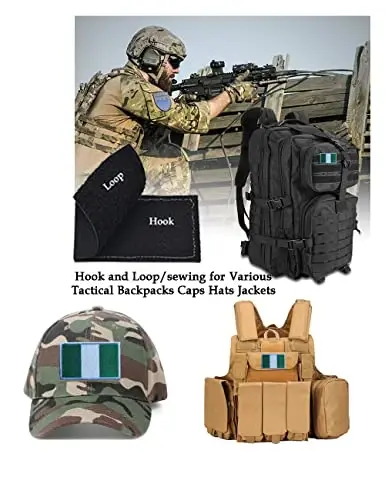 2 PCS AliPlus Nigeria Flag Patches Embroidered Tactical Military Morale Patch Applique Fastener Hook and Loop - 4