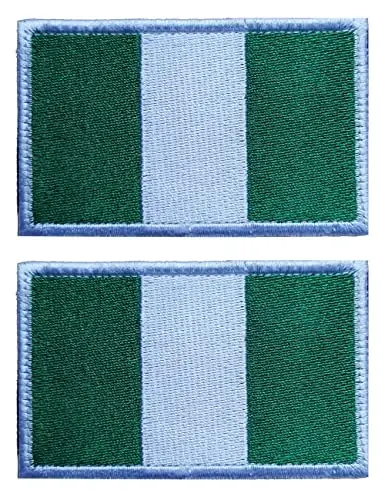 2 PCS AliPlus Nigeria Flag Patches Embroidered Tactical Military Morale Patch Applique Fastener Hook and Loop - ALIPLUS