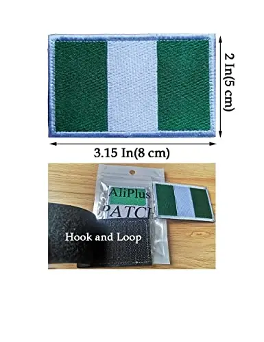 2 PCS AliPlus Nigeria Flag Patches Embroidered Tactical Military Morale Patch Applique Fastener Hook and Loop - 3