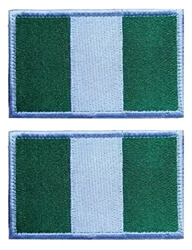 2 PCS AliPlus Nigeria Flag Patches Kashtado'z qilingan taktik harbiy axloqiy yamoq Applique Fastener Hook and Loop 