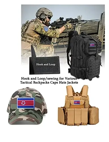 2 PCS AliPlus North Korea Flag Patches Embroidered Tactical Military Morale Patch Applique Fastener Hook and Loop - 4