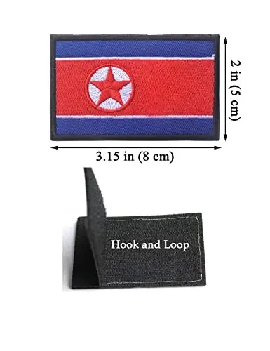 2 PCS AliPlus North Korea Flag Patches Embroidered Tactical Military Morale Patch Applique Fastener Hook and Loop(Black Border) - ALIPLUS (1)