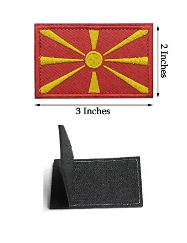 2 PCS AliPlus North Macedonia Flag Patches Embroidered Tactical Military Patch Morale Patch Applique Fastener Hook and Loop - 2